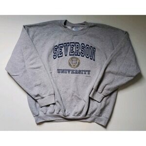 Vtg 2002 Severson University Sweatshirt Grey Pullover Crewneck Gildan 2XL